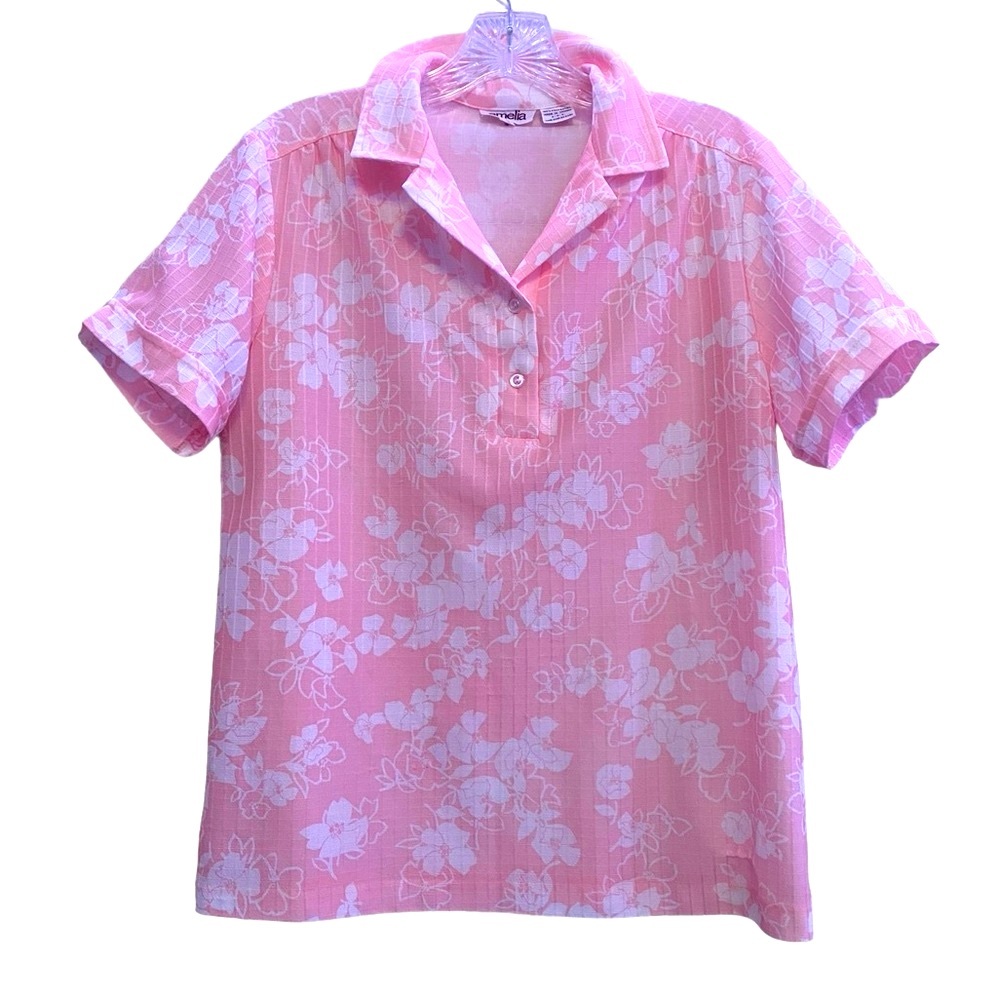 80’s Vintage Tropical Floral Top Sz 10 Peach / White Weekend Edition
